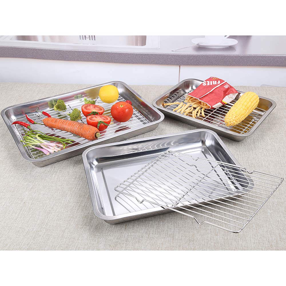 Disumos Baking Sheet with Rack Set Stainless Steel Baking Pan and Cooling Rack Rectangle Baking Pans Tray Sheet with Cooling Rack - Pack of 4 (2 Sheets + 2 Racks)