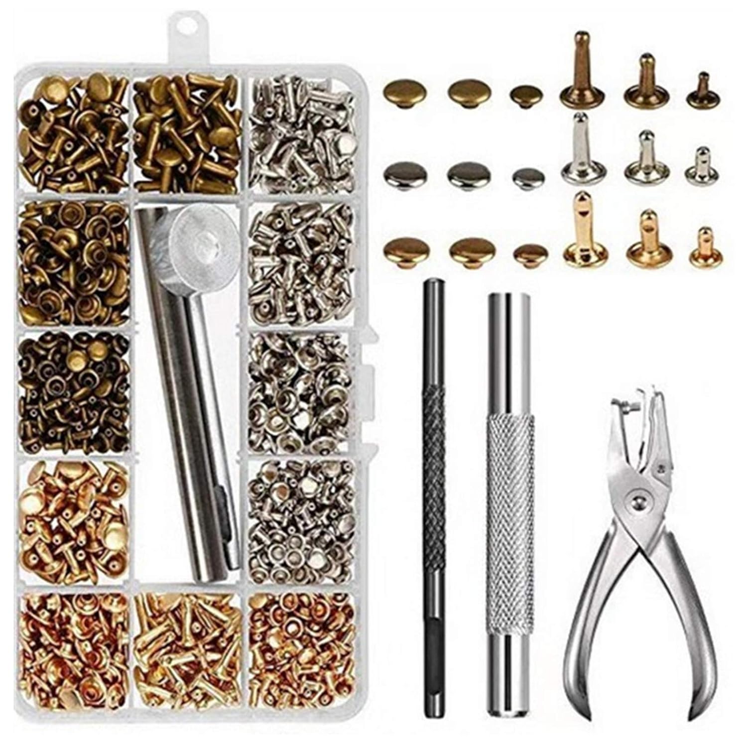 300 Sets Leather Rivets Double Cap Rivet Tubular Metal Amazon.in Electronics