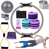 Ensemble Pilates 5 Pièces Pour Femme - Cercle Magique, Balle & Bandes De Résistance, Kit Maison Fitness - 10