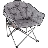 MacSports C932S-129 Padded Cushion Outdoor Folding Lounge Patio Club Chair, Gray