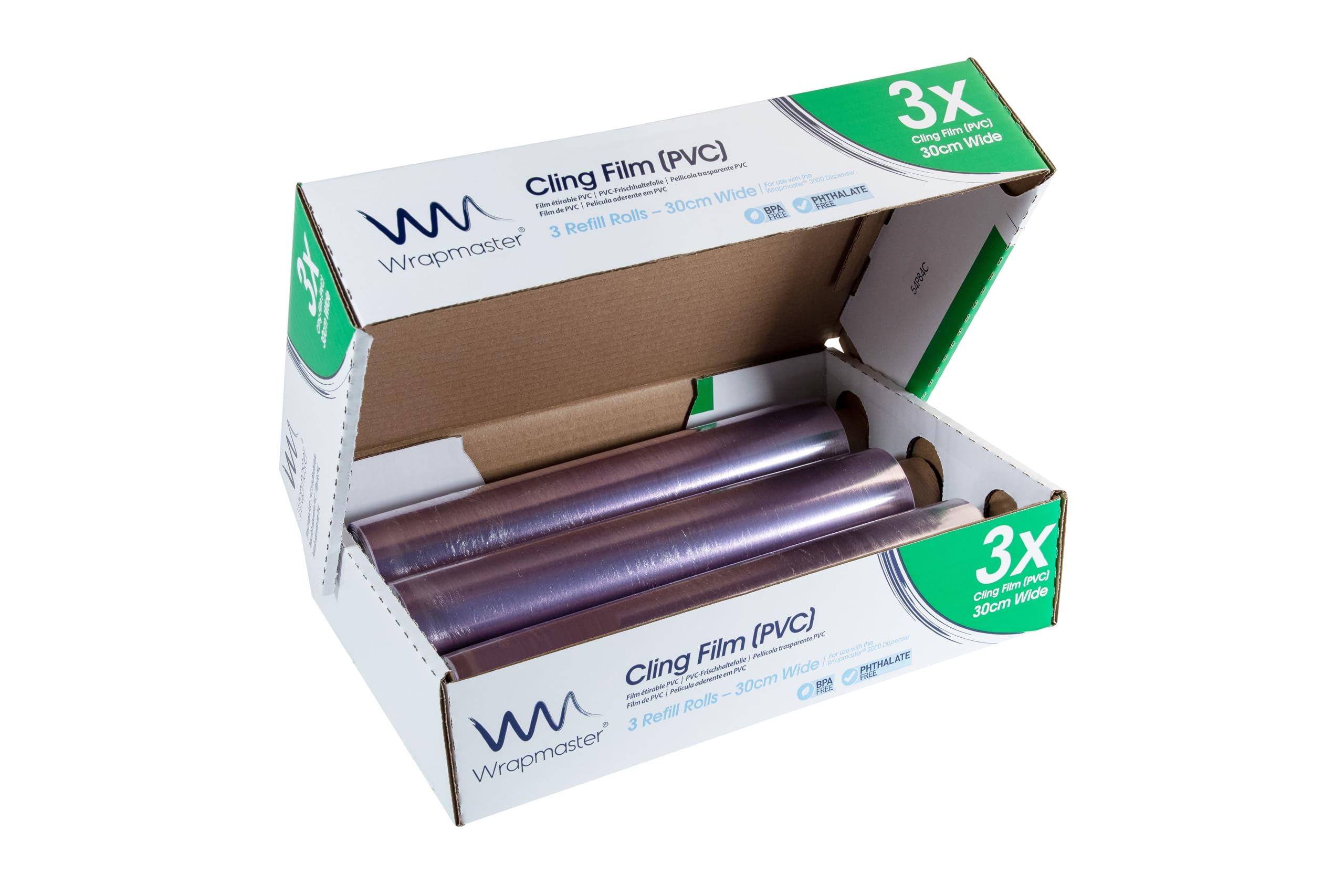 WRAPMASTER 3000 CLING FILM REFILLS - 3 ROLLS, 12" Wide x 1000ft Long