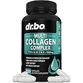 Multi Collagen Peptides for Women & Men - Type I, II, III, V, & X Multi Collagen for Women & Men Complex Capsules, Hydrolyzed Peptides Pills Supplements for Skin, Hair & Nails - 120 Protein Capsules