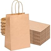 OUTUXED 60pcs 5.25x3.2x8in Small Gift Bags, Brown Paper Bags with Handles Bulk for Gift, Shopping, Birthday, Wedding, Business Party (Kraft)