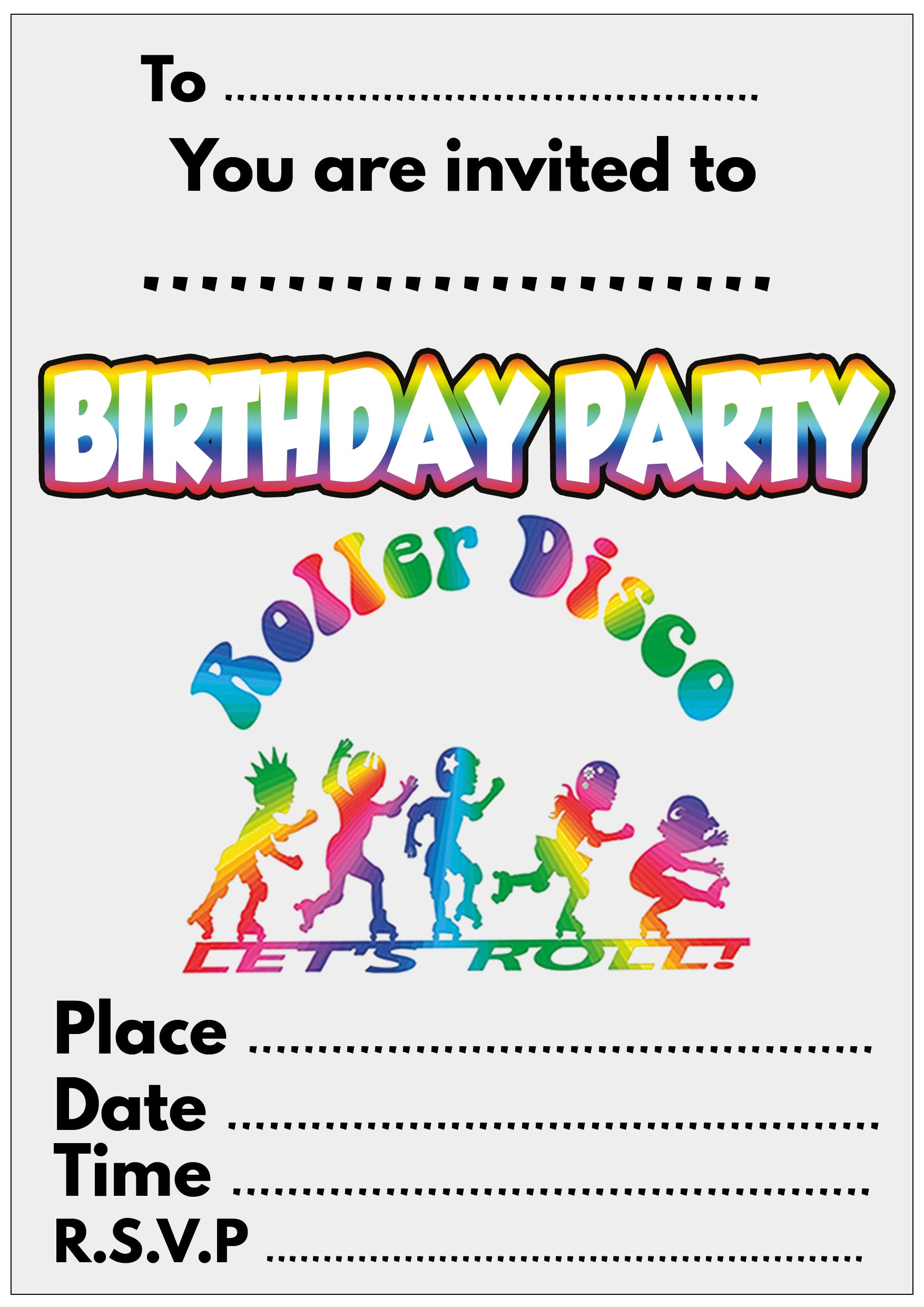 AK Giftshop Roller Skating Party Invites & Coloured Envelopes Birthday Invitations (20 Pack)
