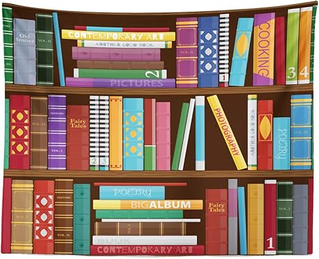 Amazon Com Ambesonne Bookshelf Tapestry Digital Drawing Graphic Of Home Library With Books About Different Subjects Image Fabric Wall Hanging Decor For Bedroom Living Room Dorm 28 X 23 Multicolor Home Kitchen