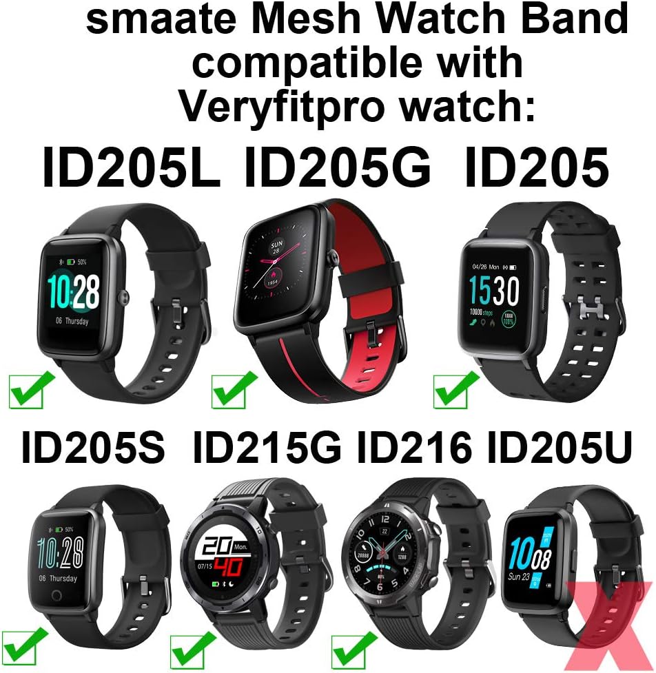 smaate Mesh Watch Band ONLY for ID205L VeryFitPro smartwatch and ID205 ID205G ID205S ID215G ID216 as Replacement, Stainless Steel, Milanese strap for Women, Quick Release, 205MM4S Silver: Clothing