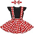 IBTOM CASTLE Polka Dots Tutu Costume for Baby Girl Princess 1st Birthday Party,Dress Up w/Overall Suspender Skirt,Headband