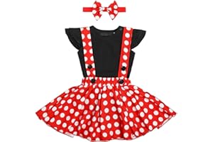 IBTOM CASTLE Polka Dots Tutu Costume for Baby Girl Princess 1st Birthday Party,Dress Up w/Overall Suspender Skirt,Headband