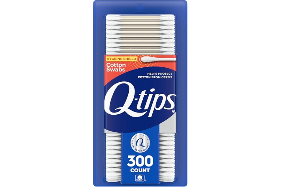 Q-tips Cotton Swabs, Hygiene Shield, For First Aid, Beauty and Baby, 100% Cotton, 300 Count