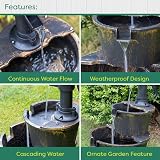 GardenKraft Rustic 2 Tier Garden Fountain Barrel Style with Built-In Pump view 6