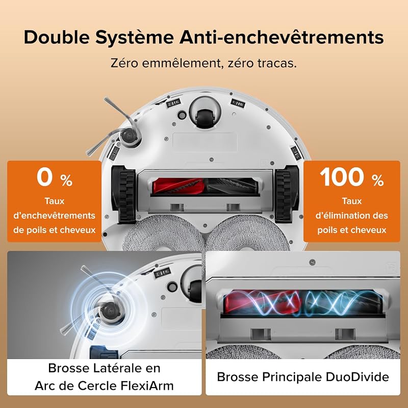 Qrevo Edge 2 Set Robot Aspirateur Laveur, 25 000 Pa, 7,98cm Mince