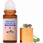 SDXJIOGE Organic Castor Oil with Rose Quartz Roller, 100% Pure Cold-Pressed, Organic Castor Oil Roll On Rose Quartz, Hexane-Free,Amber Glass Bottle for Skin 1.7oz (1)