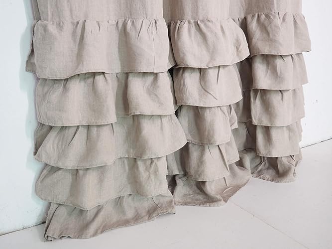 Linen Ruffled Curtain Panel Curtain Panel With Ruffles 100