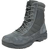 NORTIV 8 Men's Military Tactical Work Boots Side Zipper Leather Motorcycle Combat Boots Trooper