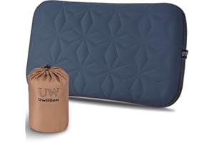 UWILLION Camping Pillow with Removable Cover Large Size 24“ x 15" - Ultralight Inflatable Pillow for Camping Lightweight, Ergonomic and Washable for Camping, Hiking, and Travel Gray