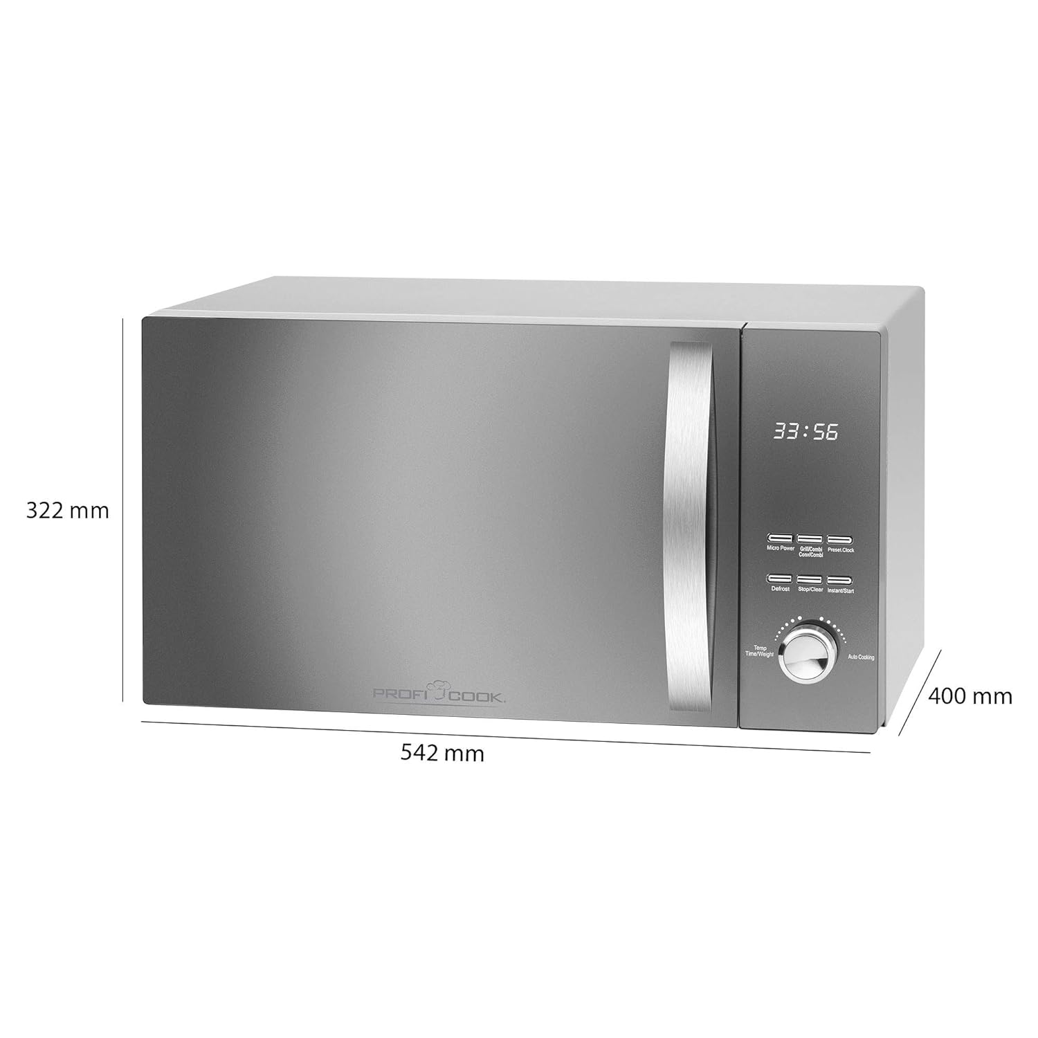 Profi Cook PC-MWG 1176 H-Microondas 3 en 1 con Aire Caliente (23 ...
