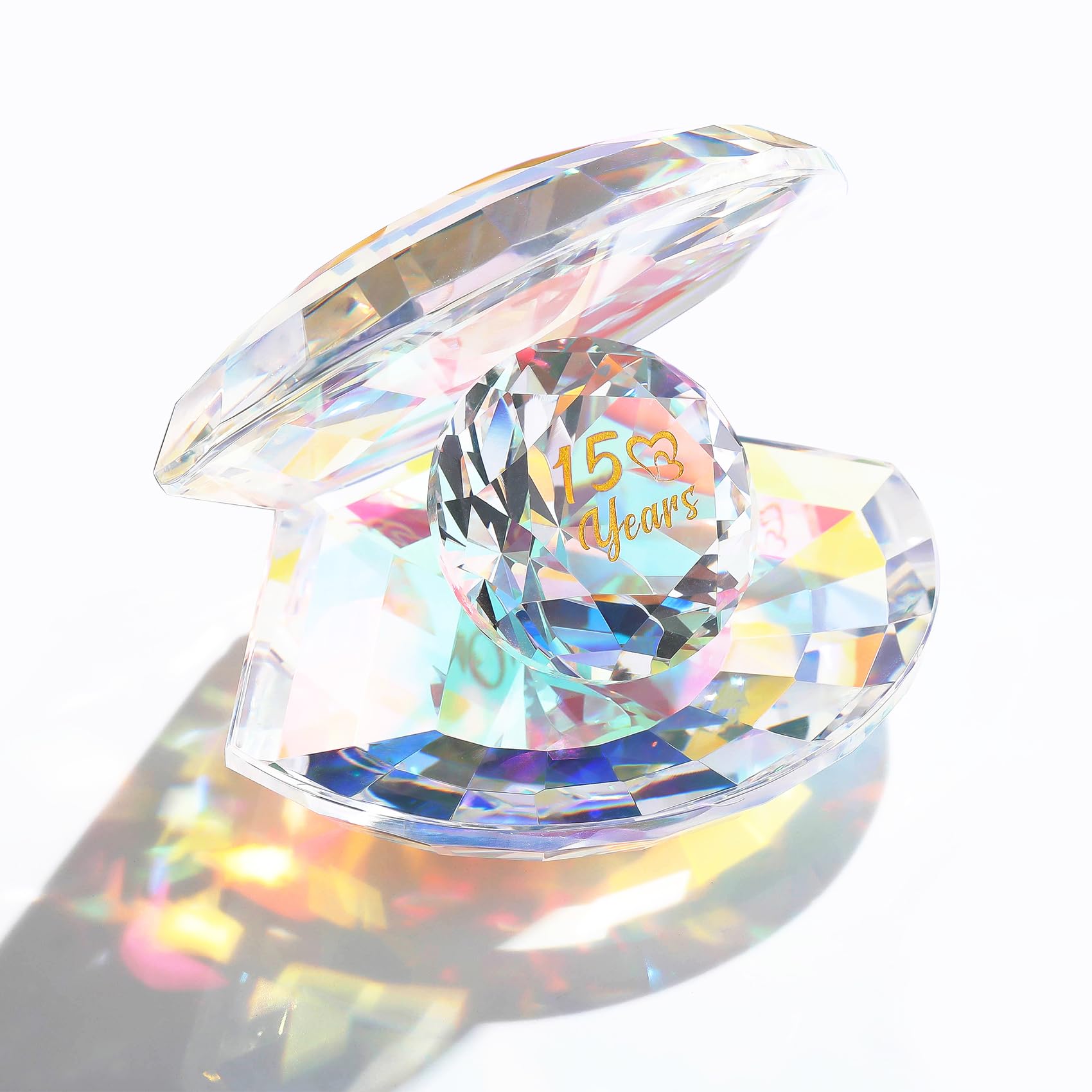 Crystal Shell 15th Anniversary Wedding Gifts for Couples Her 15 Years of Marriage Romantic Keepsake Ornaments for Home Presents for Wife Parents