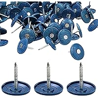 (500 Pack) Round Plastic Cap Nail 1 Inch Roofing Nails Galvanized Tar Paper Nails for House Wrap Fastening Foam Board Roofing