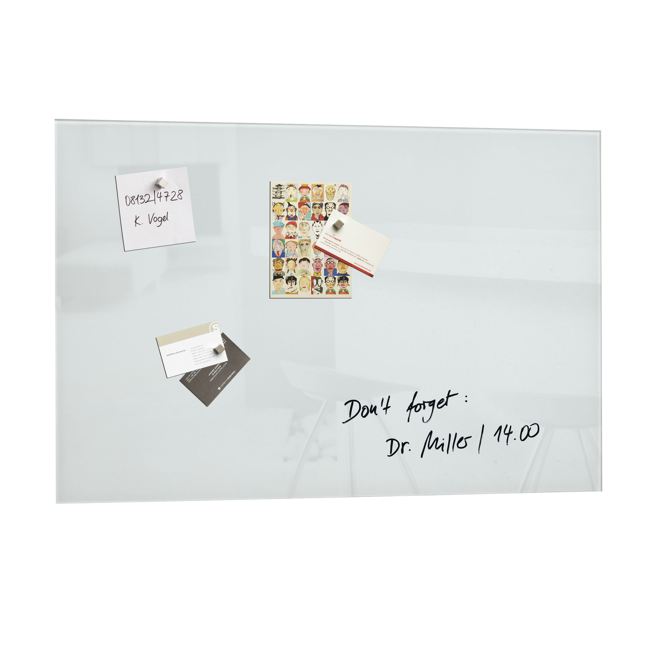 SIGEL GL121 Premium Glass magnetic Board, glossy surface, 60 x 40 cm, easy mounting, super White - Artverum