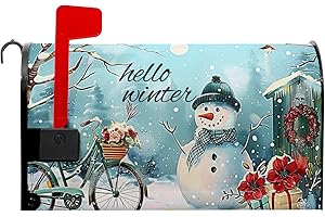 STITCHKOZY Hello Winter Mailbox Covers Magnetic Snowman Mailbox Cover Bicycle Mailbox Wraps Waterproof Oxford for Home Farmhouse Garden Outdoor Decor Standard Size 21x18 Inch Flowers Floral