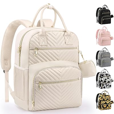 Pritent Diaper Bag Backpack,Baby Essentials Diapers Bag with Pacifier Case,Multipurpose Stylish Large Capacity Travel Backpack for Baby Girl/Boy(M-Beige)