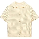 Tanming Womens Cardigan Sweaters Soft Chunky Knit Top Short Sleeve Button Loose Outerwear Sweater