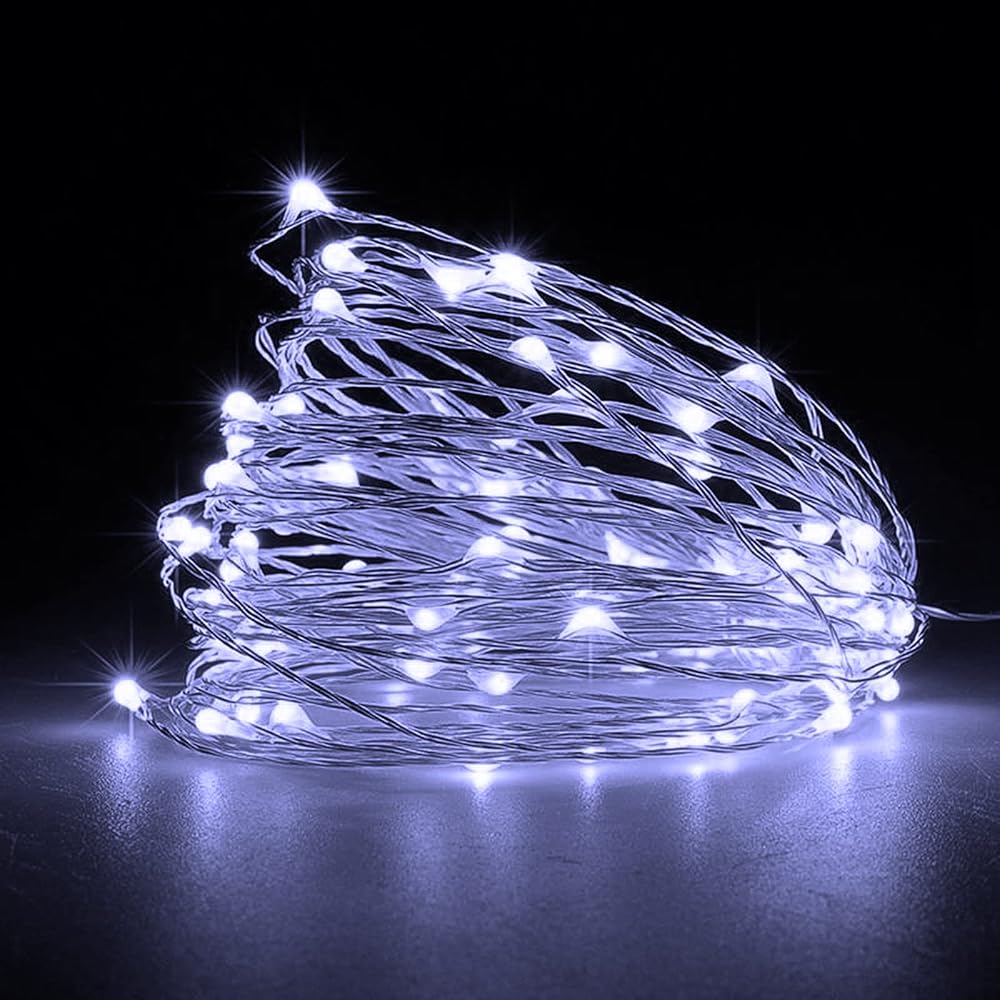 Jsdoin Fairy Lights 2 Pack 50 LEDs Copper Wire Battery Operated 5M Cool White