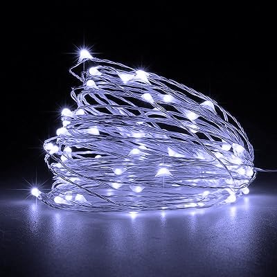 Jsdoin Fairy Lights 2 Pack 50 LEDs Copper Wire Battery Operated 5M Cool White