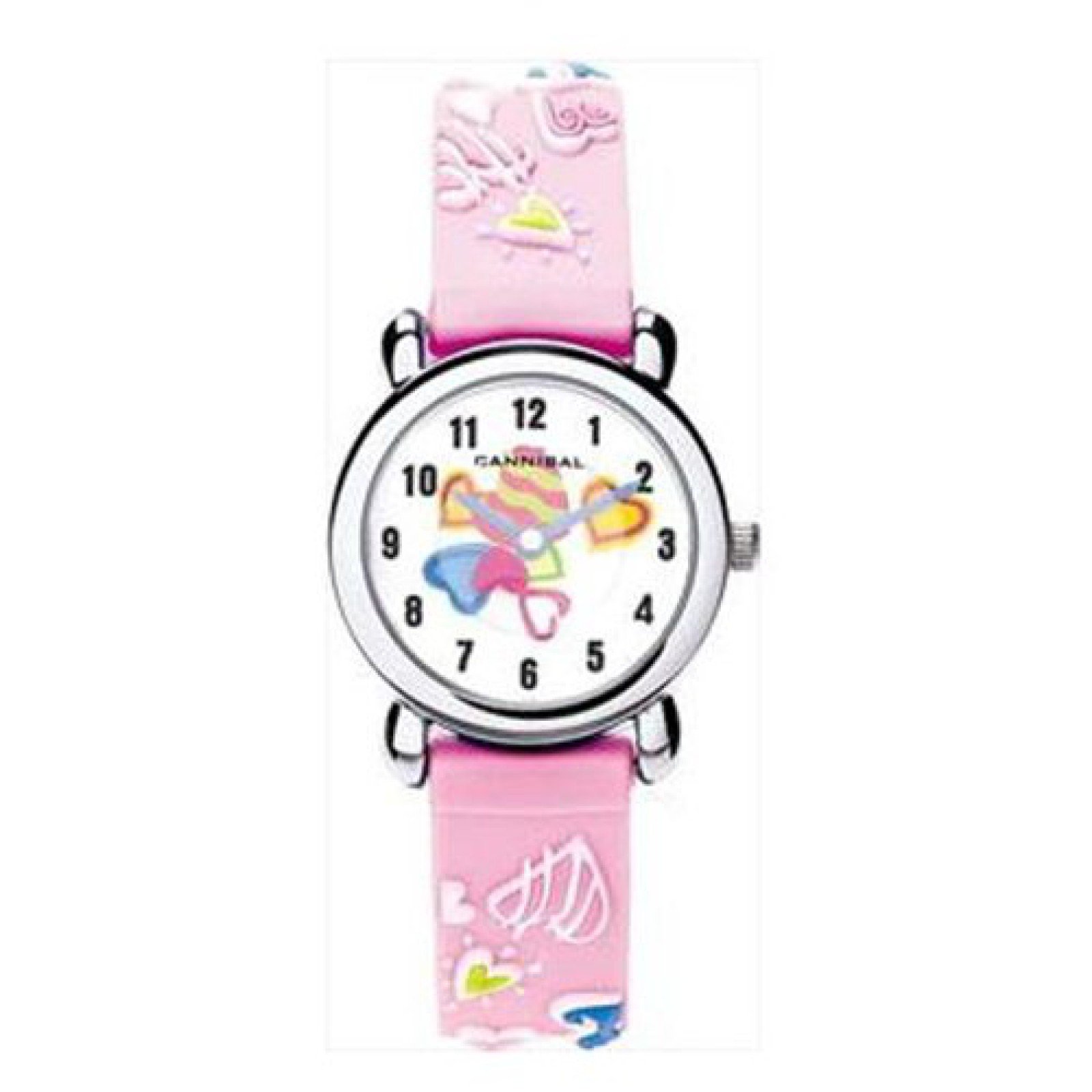 Cannibal Kid's Quartz Watch with White Dial Analogue Display and Pink Resin Strap CK199-14