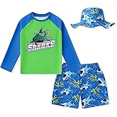Boys Swim Sets Kids Rash Guard Long Sleeve Swimsuits Boys Quick Dry Bathing Suit for 4-12 Years