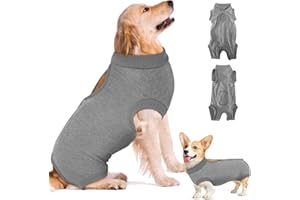 SlowTon Dog Recovery Suit - Surgery Recovery Suit for Female Male Dogs, Dog Onesie After Spay Abdominal Wounds, E-Collar Cone Alternative Prevent Licking Pet Surgical Suit(Grey,XXL)