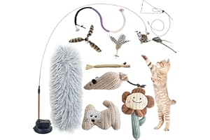 CUUOOT 7-in-1 Interactive Cat Toys for Indoor Cats with Washable Adhesive Suction Cup, Hanging Interactive Toys, Silvervine S