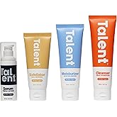 Talent Complete Skincare Set for Men – 90 Day Supply, Korean Skincare, EWG Verified, Fragrance-Free Cleanser, Exfoliator, Serum & Moisturizer, Full Routine Kit