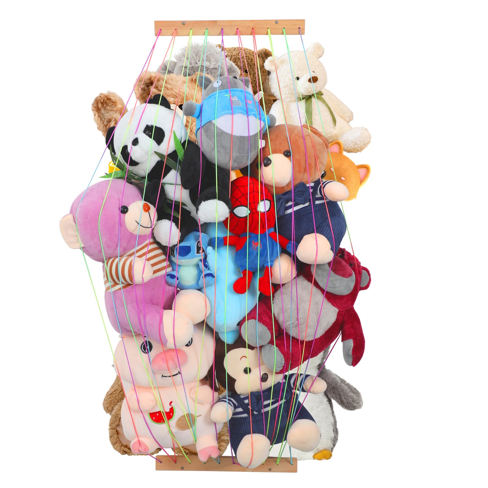 Photo 1 of Stuffed Animal Storage Organizers,Plush Toy Holder,Hanging Plushie Toys Zoo Hammock Net for Kids Room Playroom Bedroom With Adjustable Length,Nursery Furniture,Large,Upgraded (Natural Wood)