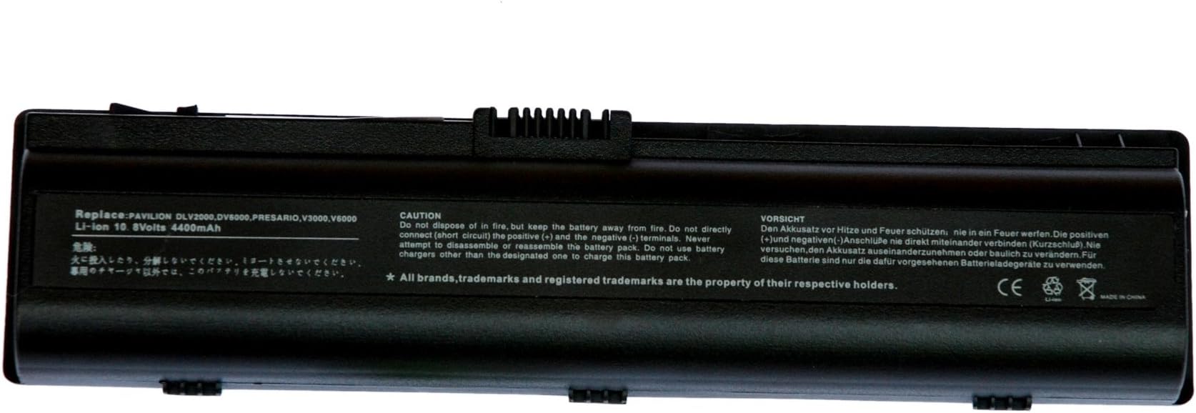 Li-Ion, 10.8 V, 4400mAh, 6 Cells, Replacement Battery for HP Pavilion DV1000, DV4000, DV5000, ZE2000, P/N395752-002, HSTNN-LB09