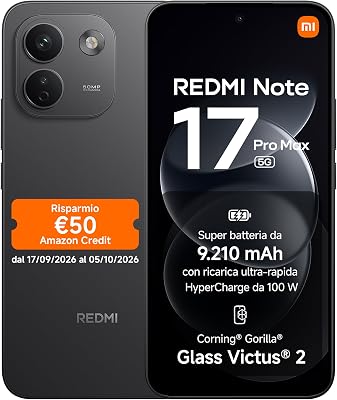 REDMI Note 17 Pro Max 5G, Smartphone 8+512GB, Black, Batteria 9210mAh