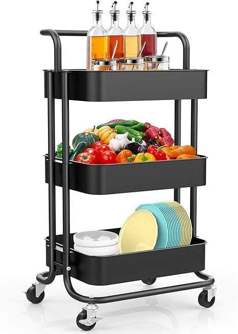 Amazon Co Jp キッチンワゴン ワゴン キャスター付きワゴン 3段キッチンワゴン 収納ワゴン 耐荷重57kg 幅42x奥行34x高さ87cm きゃすたー付きワゴン スリムワゴン 三段ワゴン 調味料ワゴン ベビーワゴン キッチンラック キャスターラック 収納カート キッチンカート