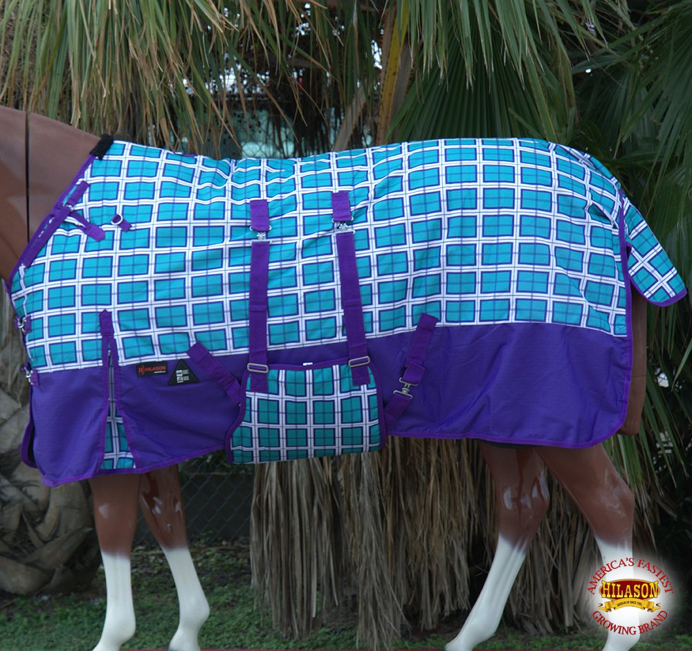 HILASON 74 1200D Winter Waterproof Horse Blanket Belly Wrap Plaid