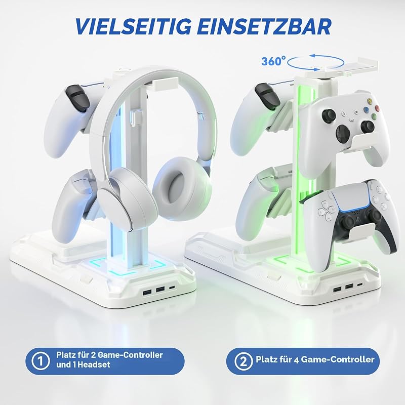 Gaming Headset Halterung & Controller Halter mit Wireless Ladegerät