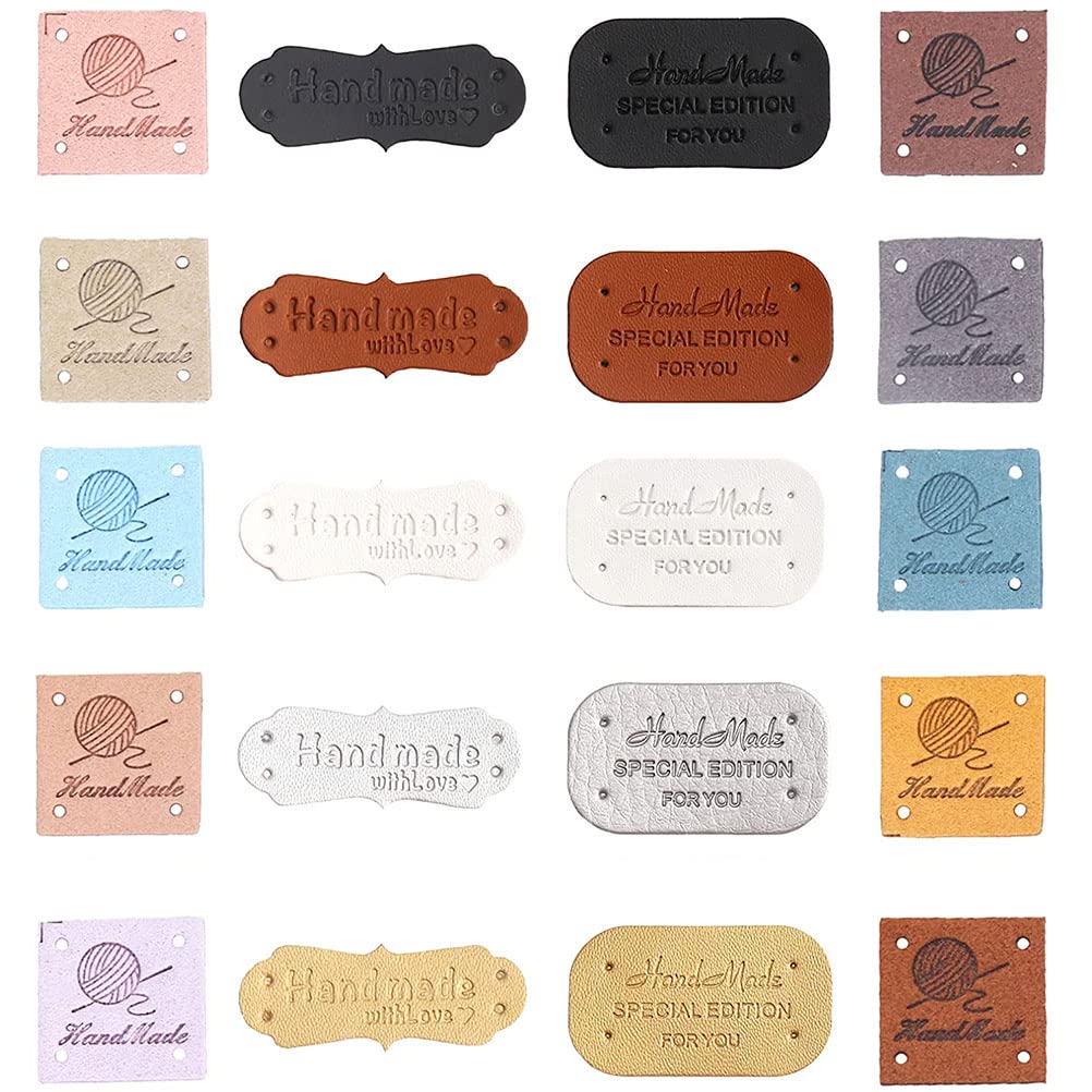 MiaLover Pack of 60 Handmade Labels for Sewing, Handmade Sewing Textile Labels for Sewing, Decoration, Knitting Accessories with Holes for DIY Clothing, Three Styles — image 1