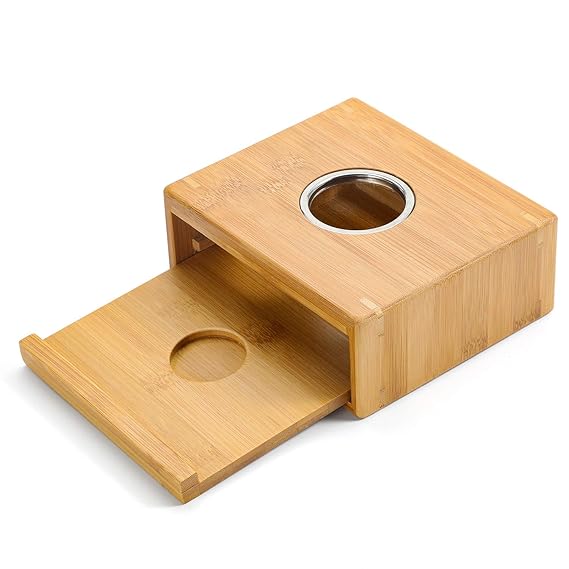 LENRUS Stövchen Teewärmer Kaffeewärmer aus Bambus, Teelicht und Teekanne ist Nicht enthalten
