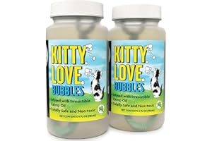 ATOMIC BUBBLES Kitty Love Bubbles: 2 Pack Catnip Scented - 4oz Bottles, Catnip Infused Long Lasting Bubbles for Cats, Non-Toxic & Allergen-Free, Combine Toy & Treat
