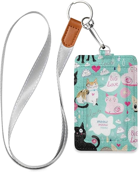 Amazon Co Jp カラフル かわいい 面白い 恋人 猫idカードホルダー レザー ネームホルダー 社員証ケース 名札ホルダー Idカードケース カードケース パスケース 社員証 名札 学生証 身分証明書 定期入れ 縦型 首掛け ネックストラップ付 男女兼用 ホーム キッチン