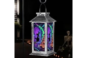 KAAKUUKI Halloween Decorations Outdoor Solar Lanterns Hanging Ghosts Solar Lantern Party Decorations Halloween Decor Gifts for Porches Yards Gardens Lawn(Witch and Ghost Pumpkin)