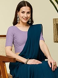 SEEANS Stretchable Cotton Fabric Readymade Saree