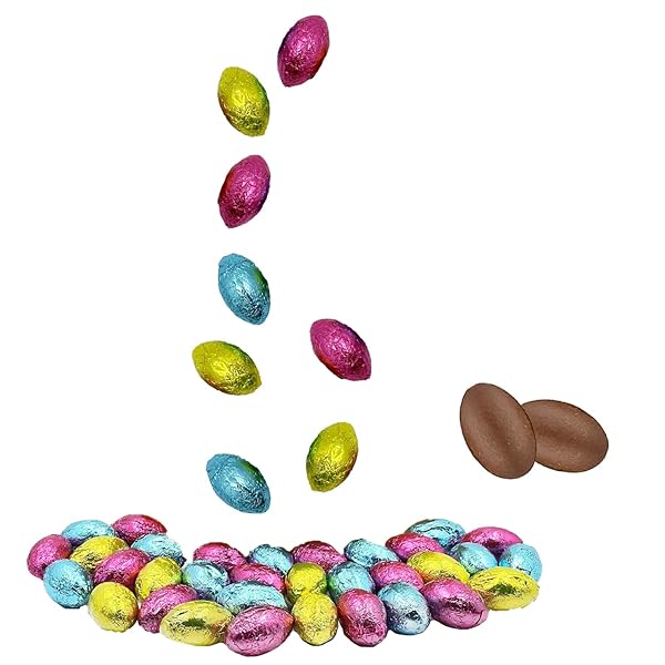 THE DREIDEL COMPANY EASTER CHOCOLATE EGGS 1 POUND, MULTICOLORED FOIL WRAPPED MILK CHOCOLATE, KOSHER CERTIFIED DAIRY