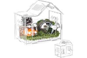 TCooSo Jumping Spider Enclosure for Small Species, Acrylic Reptile Terrarium Habitat with Feeding Hole for Tarantulas, Praying Mantis, Gecko,Insects, Hermit Crab, Lizard, Snails Isopods - 6"*4"*6"