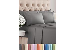 CGK UNLIMITED King 6 Piece Sheet Set - Comfy Breathable & Cooling - Ultra-Soft Hotel Luxury Bedding Set with 8-16 Inch Deep Pockets - 1 Flat & 1 Fitted Sheet & 4 Pillowcases - Wrinkle Free & Easy Care - Dark Grey