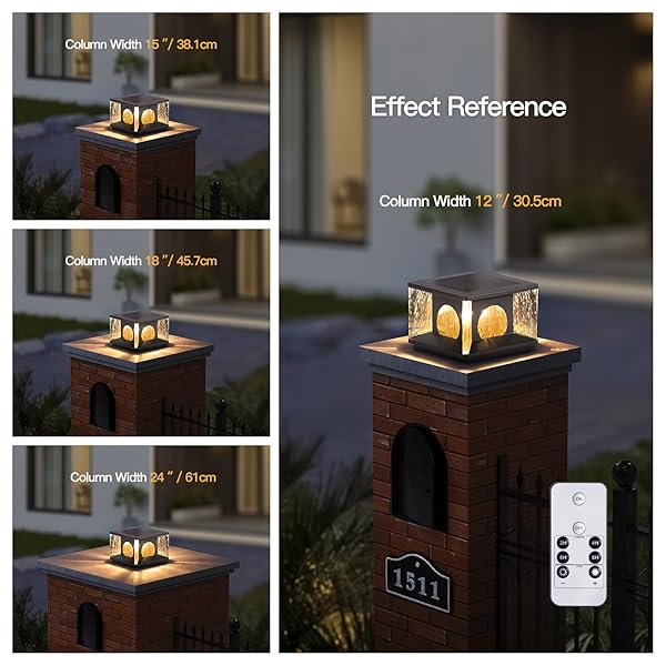 MVBT GLASS SOLAR POST LIGHTS, 7.9″ OUTDOOR COLUMN LIGHTS, MODERN PILLAR LIGHT WATERPROOF, DUSK TO DAWN GATE POST LAMP, 3000K LED LANDSCAPE LANTERN FOR GARDEN PATIO YARD ENTRANCE FENCE PILLARS