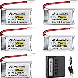 Powerextra 5pcs 3.7V 350mAh Lipo Battery for Hubsan X4 (H107C, H107D, H107L), Syma X11 X11C, TDR Spider,Holy Stone HS170,HS170C,F180W,F180C RC Quadcopter